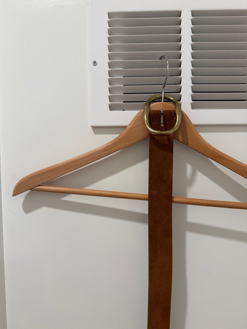 Madewell Brown Suede Belt with Brass Oval Buckle